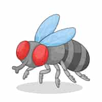 Free vector hand drawn fly cartoon illustration