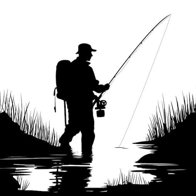 River Fishing Silhouette Images - Free Download on Freepik
