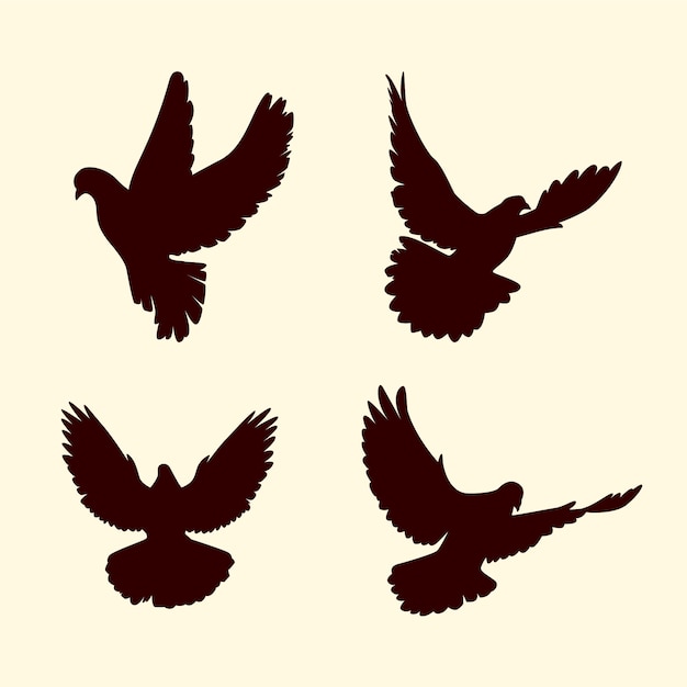Hand drawn flying dove silhouette