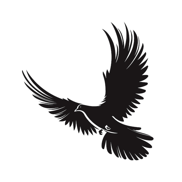 Hand drawn flying dove silhouette