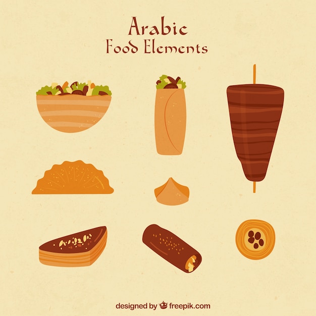 A mano cibo disegnato in stile arabo