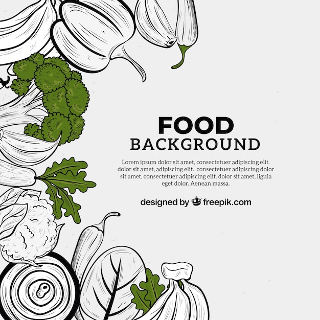 Hand drawn food background with space for text