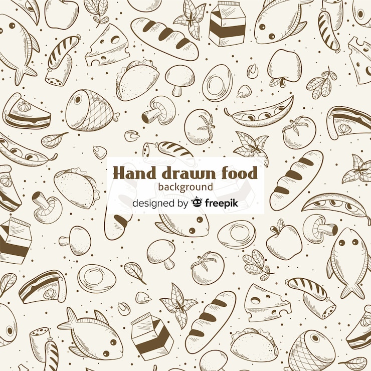 Free Vector hand drawn food background 
