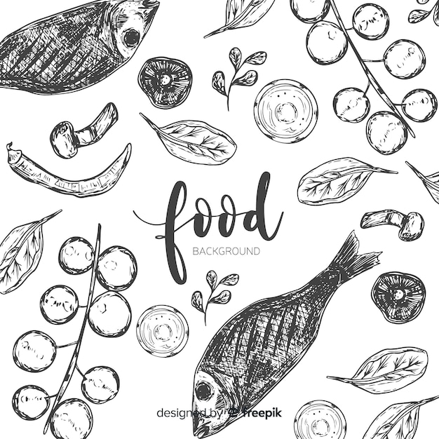 手描き食品の背景
