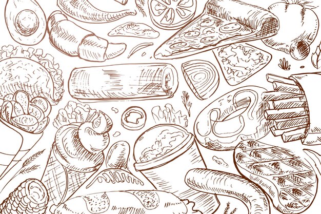 Hand drawn food background