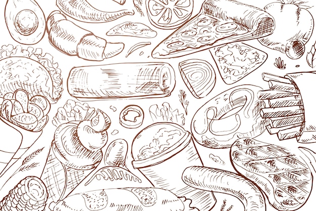 Hand drawn food background