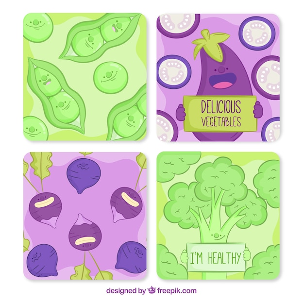 Free vector hand drawn food card collection