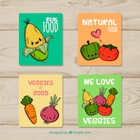 Hand drawn food card collection