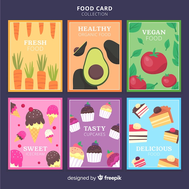 Hand drawn food card collection