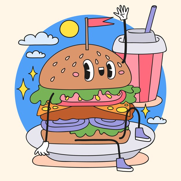 Hand drawn food cartoon illustration