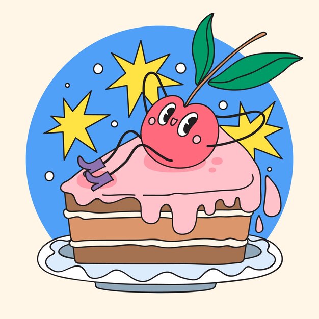 Иллюстрация мультфильма о еде, нарисованная вручную
