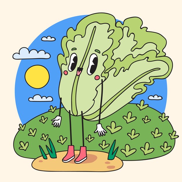 Иллюстрация мультфильма о еде, нарисованная вручную