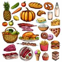 Free vector hand drawn food collection