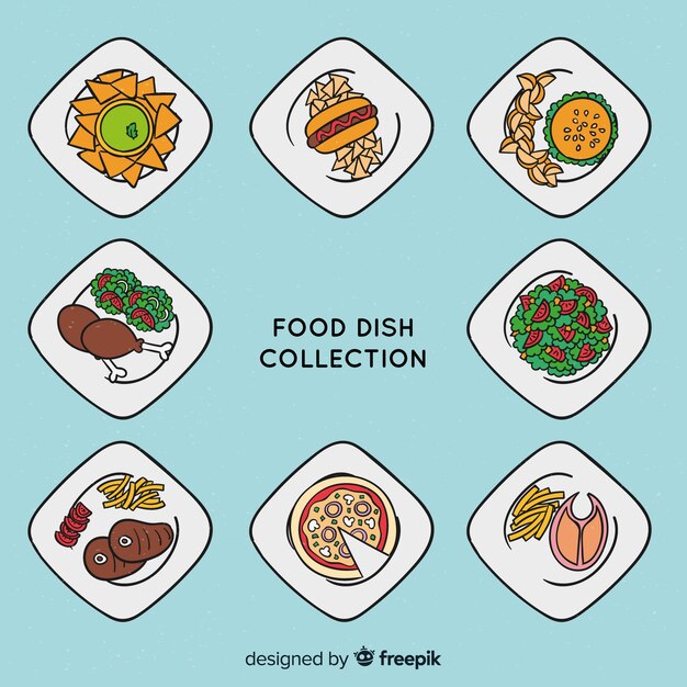 Hand drawn food dish collection