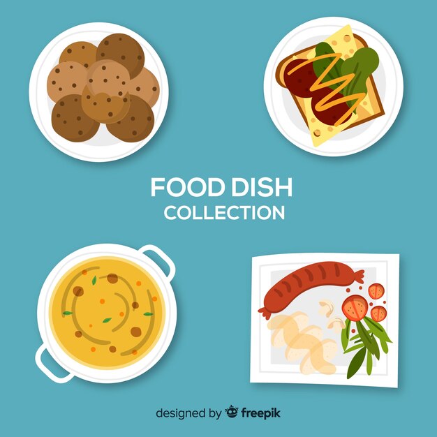 Hand drawn food dish collection