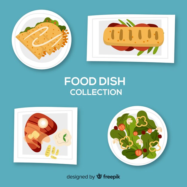 Hand drawn food dish collection