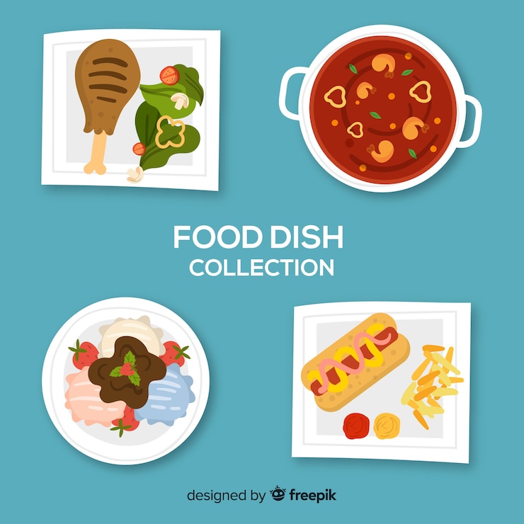 Free Vector hand drawn food dish collection