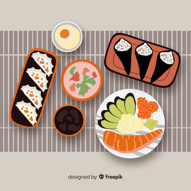 Бесплатное векторное изображение Коллекция рисованной еды блюдо