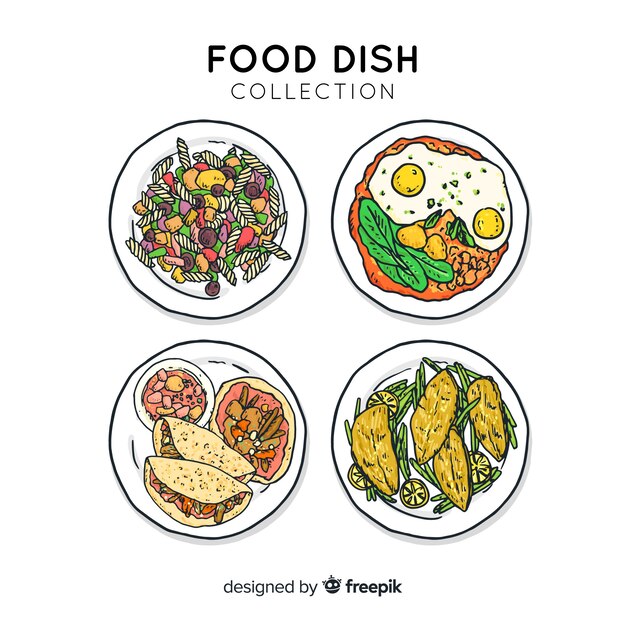 Hand drawn food dish collection