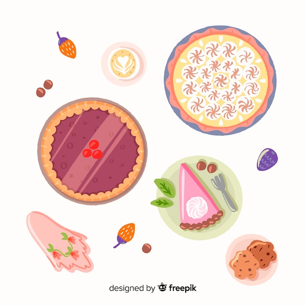 Free vector hand drawn food dish collection