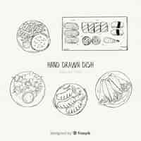 Free vector hand drawn food dishes collection