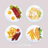 Free vector hand drawn food dishes set