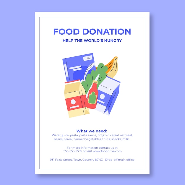 Free vector hand drawn food donation poster