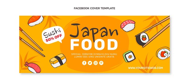 無料ベクター 手描きの食べ物facebookカバー