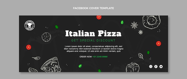 Free vector hand drawn food facebook cover