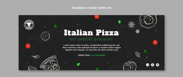 Vettore gratuito copertina facebook di cibo disegnato a mano