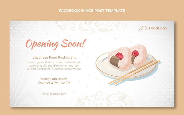 無料ベクター 手描きの食べ物のfacebookの投稿