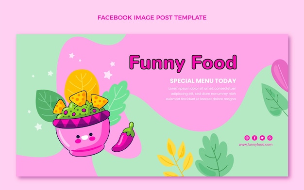 無料ベクター 手描きの食べ物のfacebookの投稿