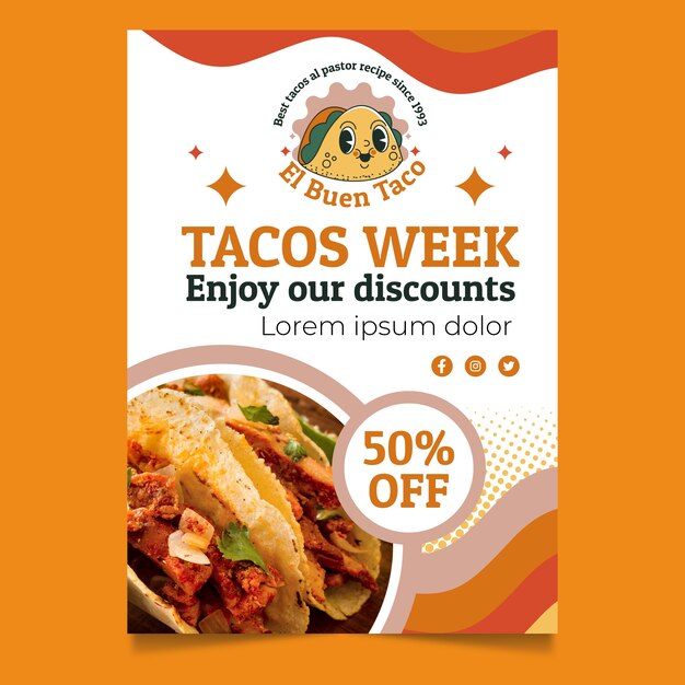 hand drawn food flyer template