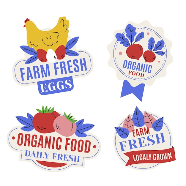 Free vector hand drawn food label collection