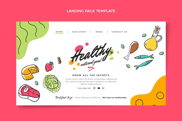 Free vector hand drawn food landing page