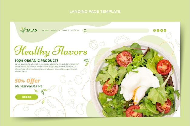Free vector hand drawn food landing page