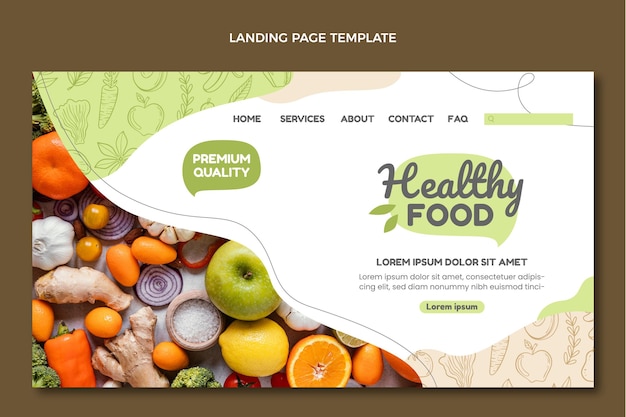 Free vector hand drawn food landing page