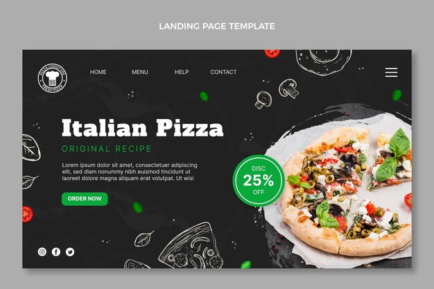 Free vector hand drawn food landing page