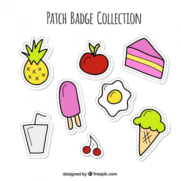 Free vector hand drawn food patches set