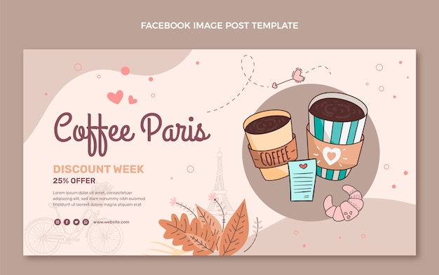 Free vector hand drawn food social media post template