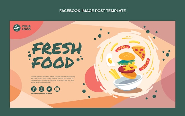 Free vector hand drawn food social media post template