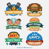 Free vector hand drawn food truck logos