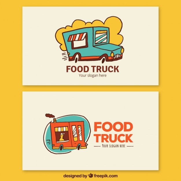 Free vector hand drawn food trucks banners