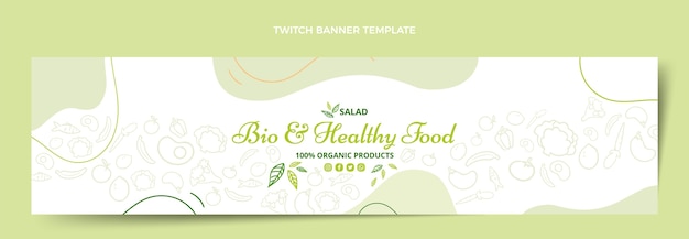 Free vector hand drawn food twitch banner template