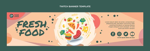 hand drawn food twitch banner