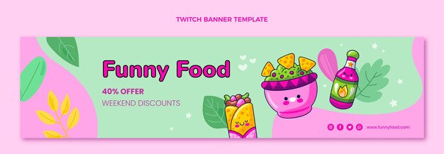 Hand drawn food twitch banner