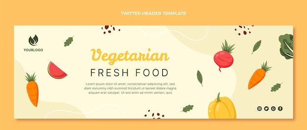Бесплатное векторное изображение Нарисованный рукой заголовок твиттера еды
