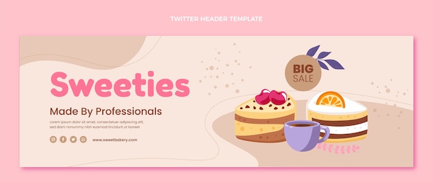 Free vector hand drawn food twitter header