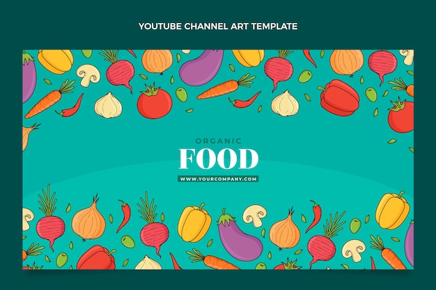 Free vector hand drawn food youtube channel art