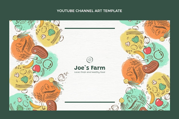 Free vector hand drawn food youtube channel